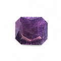 A faceted purple gemstone, cut in a square or octagonal shape, shown on a plain white background.
